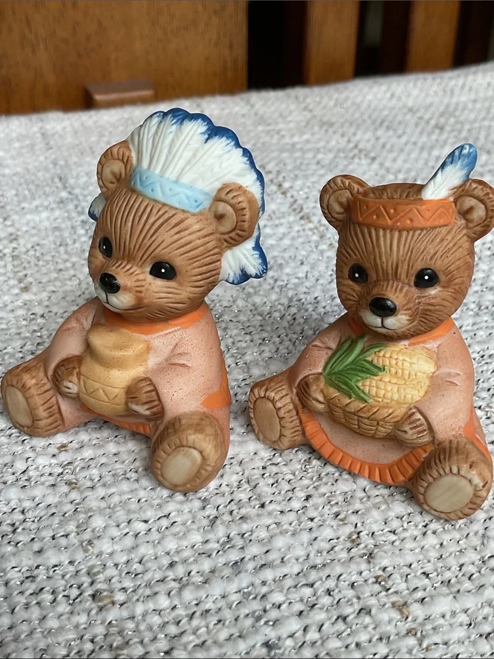 Homco Harvest Bears Thanksgiving Indian Figurines